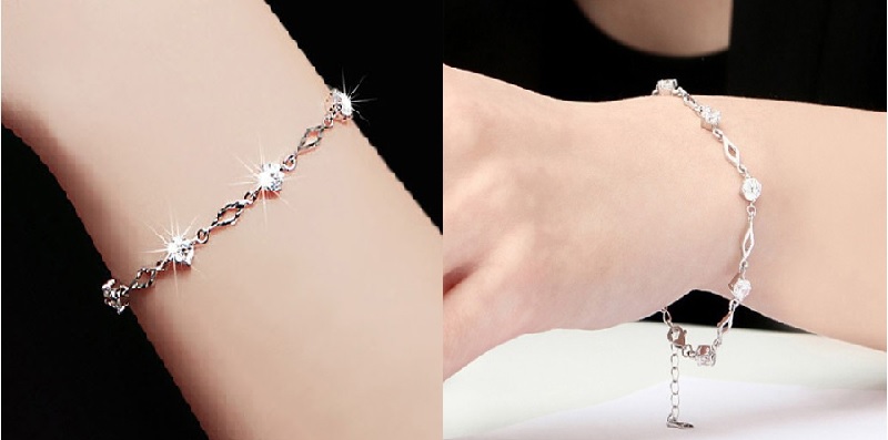 Lắc tay bạc nữ đính đá nhỏ